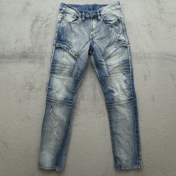 Southpole Jeans Mens Size 29x30 Blue Skinny Moto Stretch Denim Pants Acid Wash - Picture 1 of 15